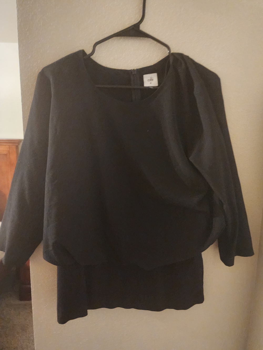 CAbi Black Long-Sleeve Layered Blouse